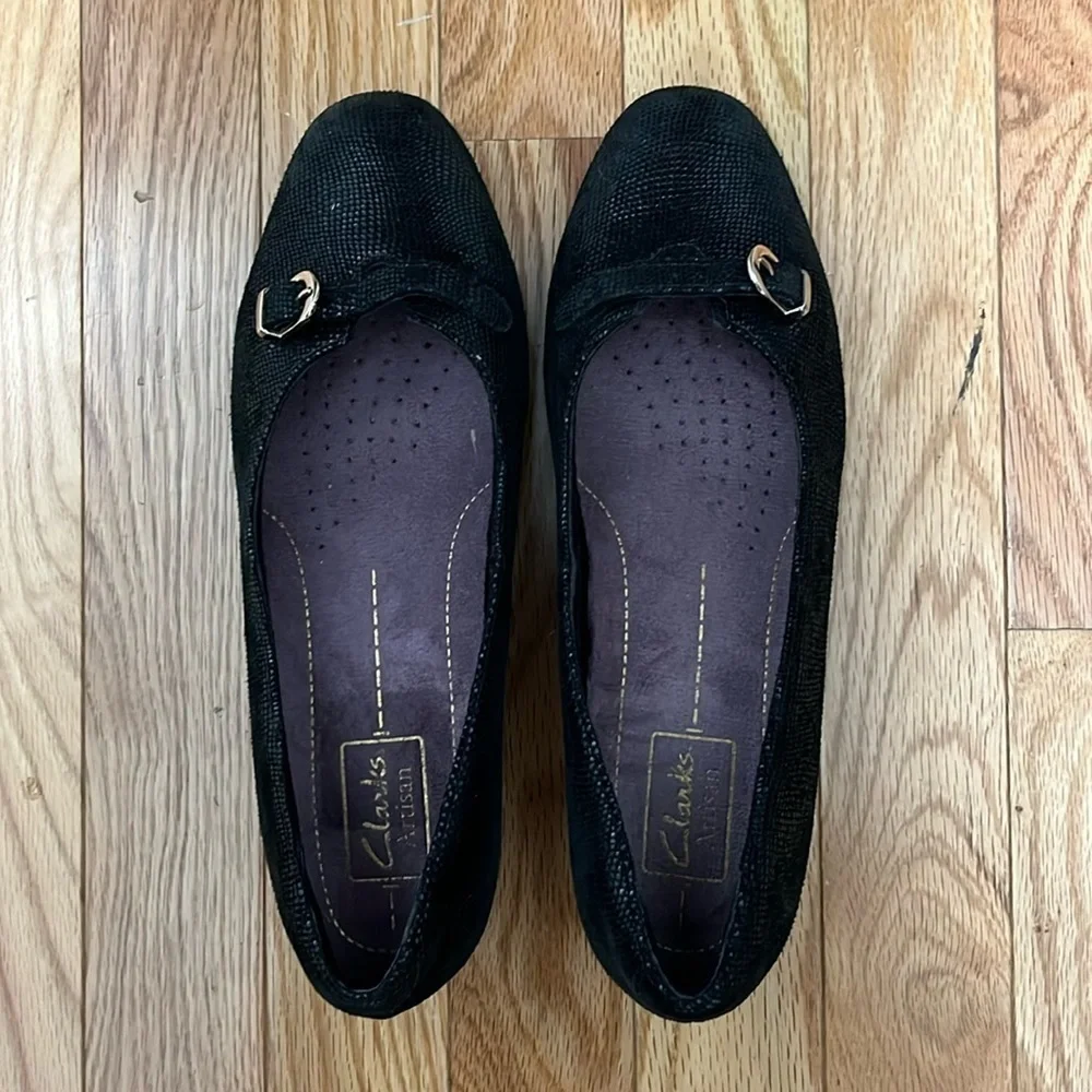 Clarks‎ Artisan Caswell Genoa Snake Embossed Leather Loafers Black Size 8